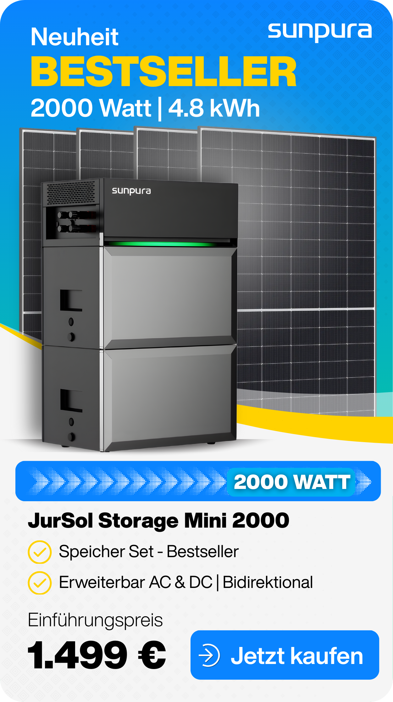 Sunpura S2400 Set 2000 Watt 4.8 kWh