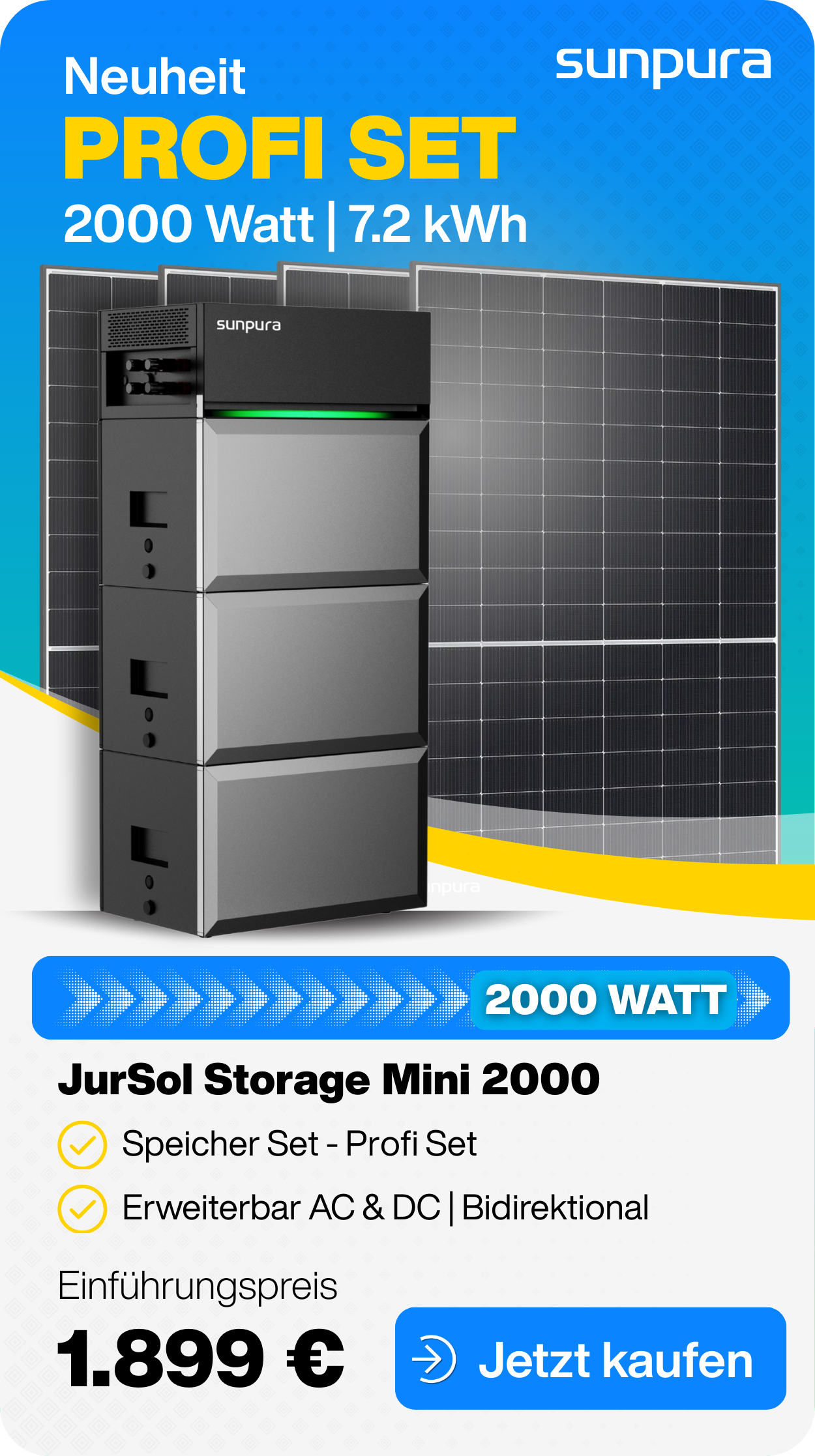 Sunpura S2400 Set 2000 Watt 7.2 kWh