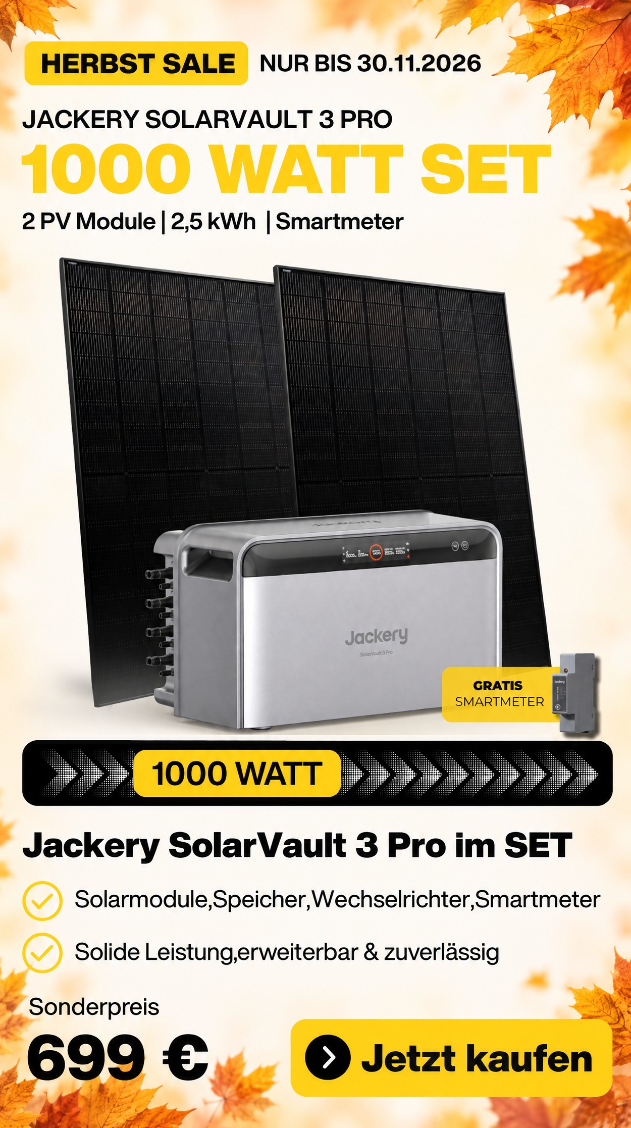 Jackery SolarVault 1000 Watt Set