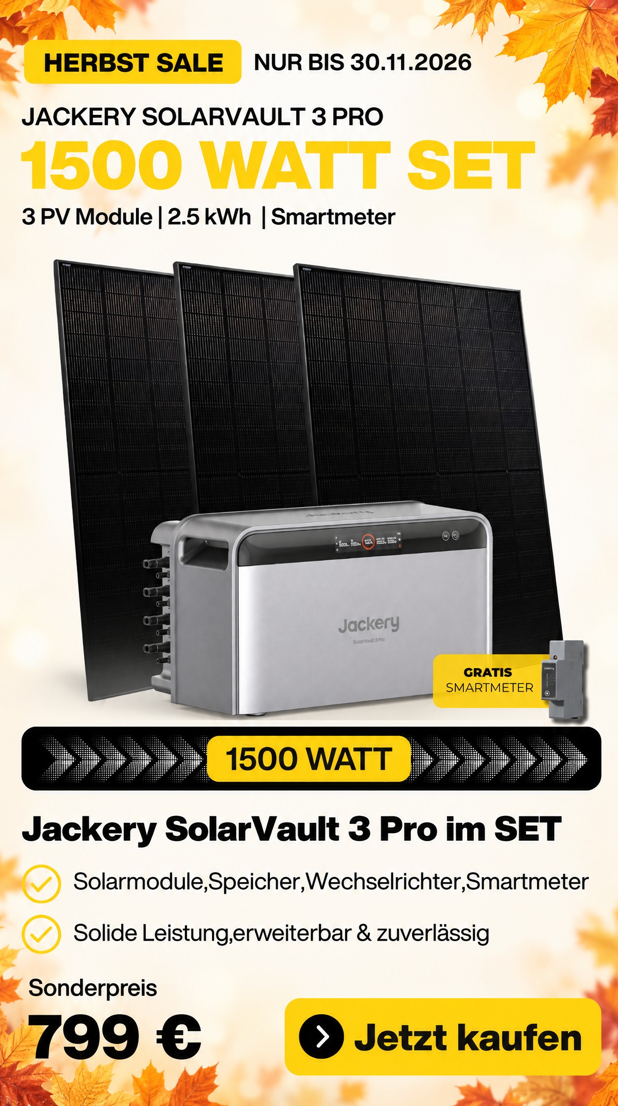 Jackery SolarVault 1500 Watt Set